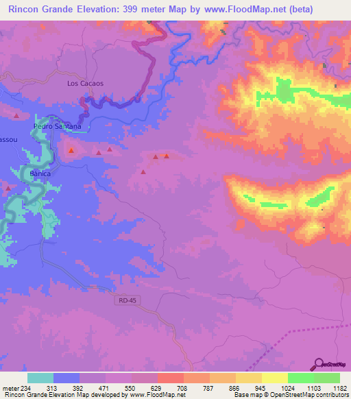 Rincon Grande,Dominican Republic Elevation Map