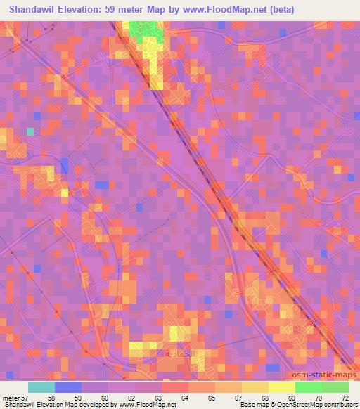 Shandawil,Egypt Elevation Map