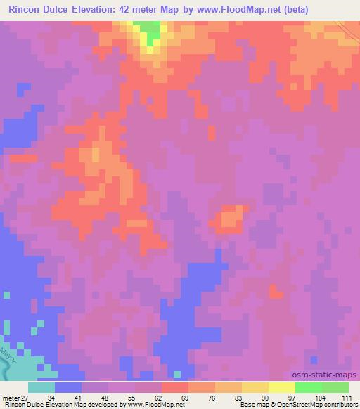 Rincon Dulce,Dominican Republic Elevation Map