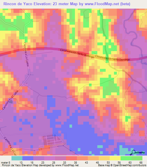 Rincon de Yaco,Dominican Republic Elevation Map