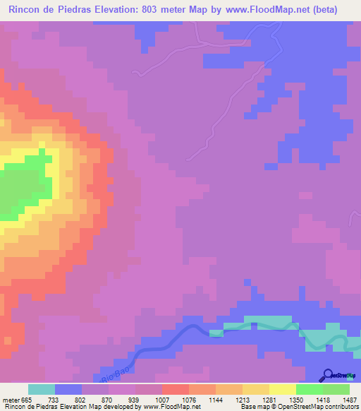 Rincon de Piedras,Dominican Republic Elevation Map