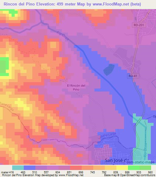 Rincon del Pino,Dominican Republic Elevation Map