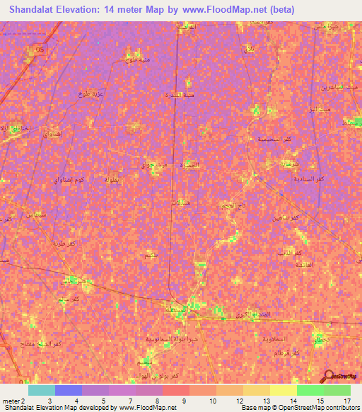 Shandalat,Egypt Elevation Map