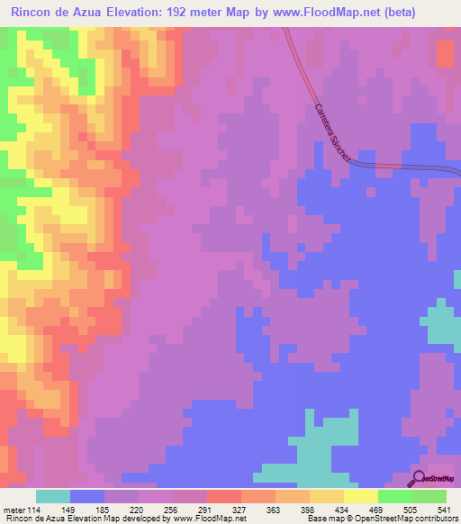 Rincon de Azua,Dominican Republic Elevation Map