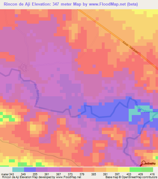 Rincon de Aji,Dominican Republic Elevation Map