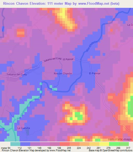 Rincon Chavon,Dominican Republic Elevation Map