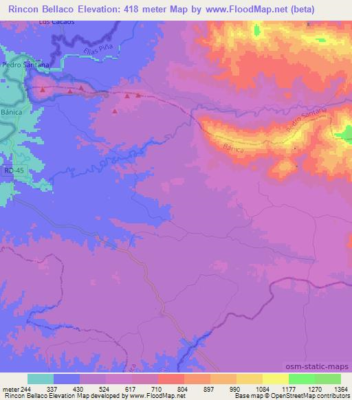 Rincon Bellaco,Dominican Republic Elevation Map