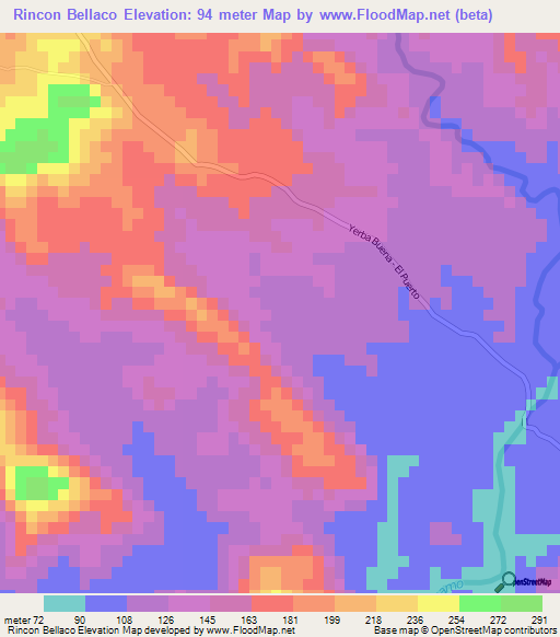 Rincon Bellaco,Dominican Republic Elevation Map