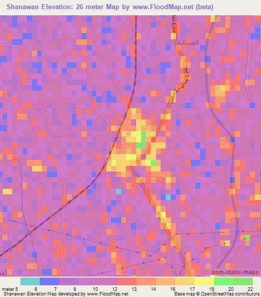Shanawan,Egypt Elevation Map