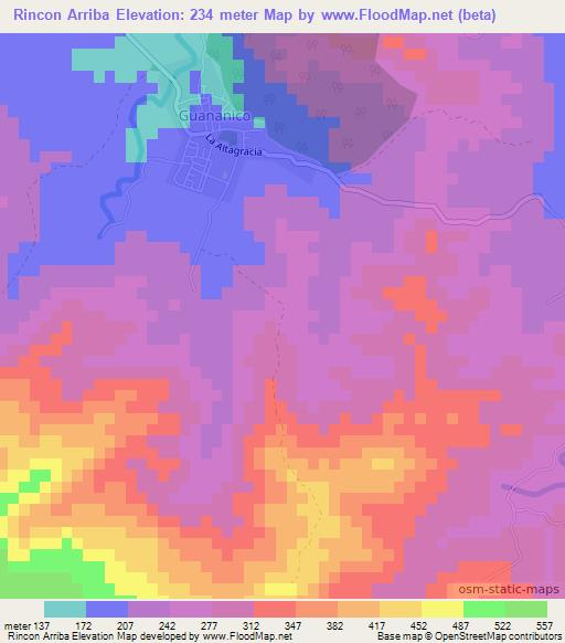 Rincon Arriba,Dominican Republic Elevation Map