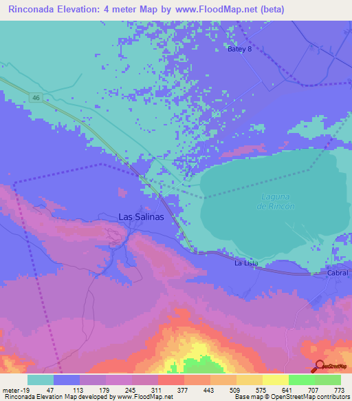 Rinconada,Dominican Republic Elevation Map