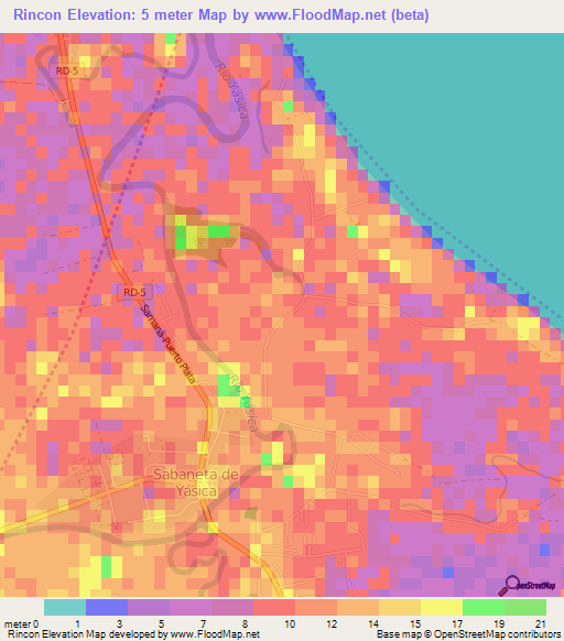 Rincon,Dominican Republic Elevation Map