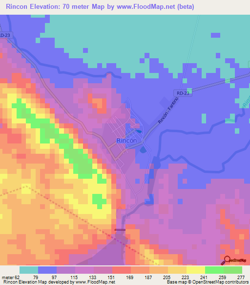 Rincon,Dominican Republic Elevation Map