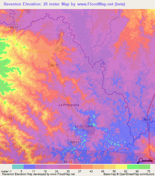 Reventon,Dominican Republic Elevation Map