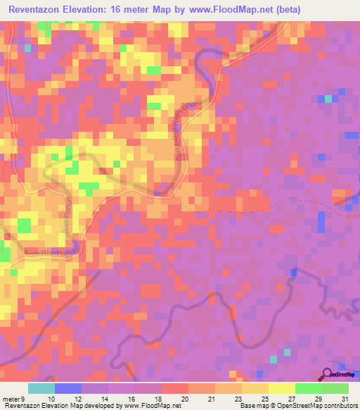 Reventazon,Dominican Republic Elevation Map