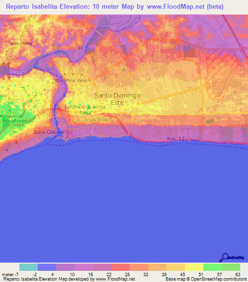 Reparto Isabelita,Dominican Republic Elevation Map