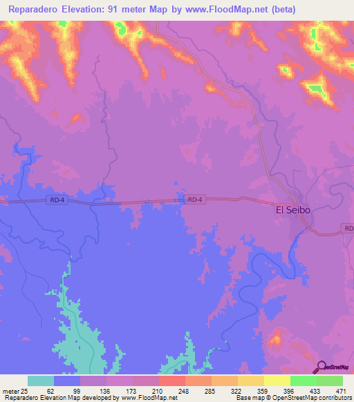 Reparadero,Dominican Republic Elevation Map