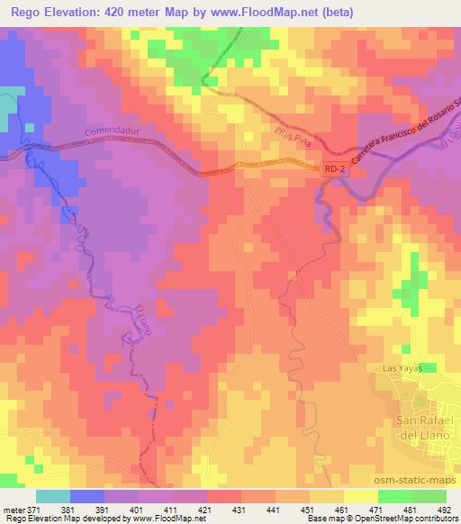 Rego,Dominican Republic Elevation Map