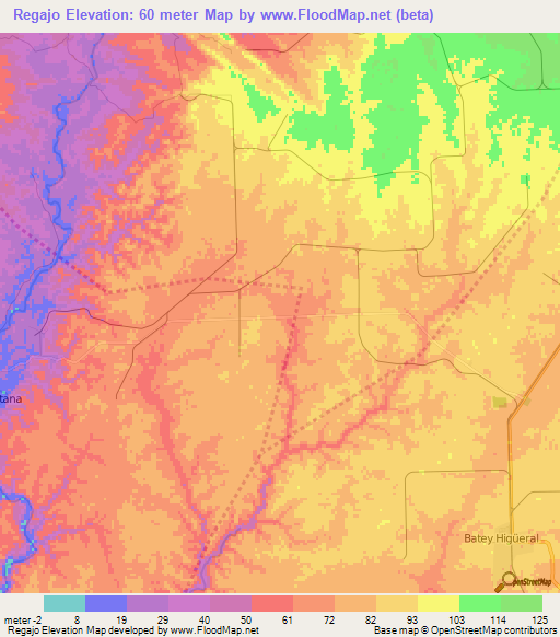 Regajo,Dominican Republic Elevation Map