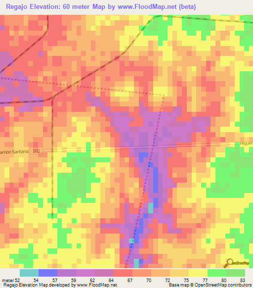 Regajo,Dominican Republic Elevation Map