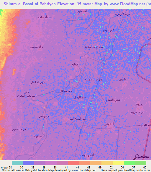 Shimm al Basal al Bahriyah,Egypt Elevation Map