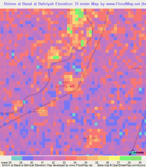 Shimm al Basal al Bahriyah,Egypt Elevation Map