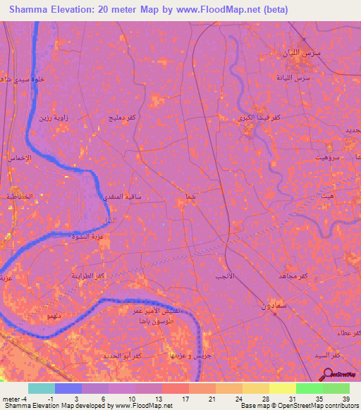 Shamma,Egypt Elevation Map