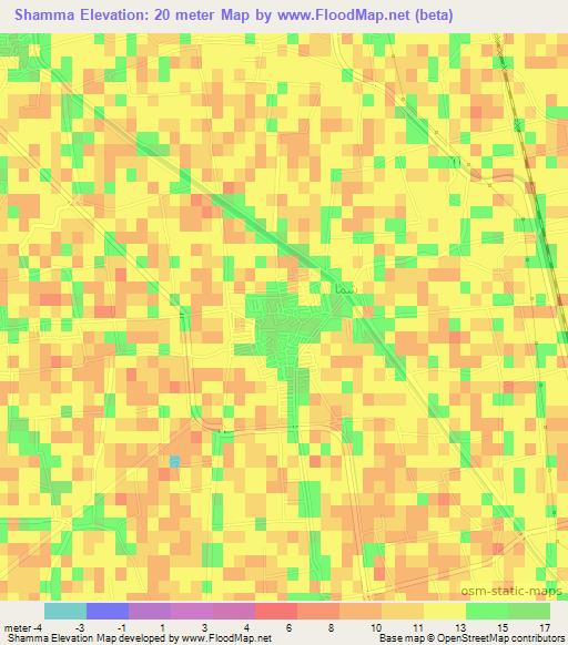 Shamma,Egypt Elevation Map