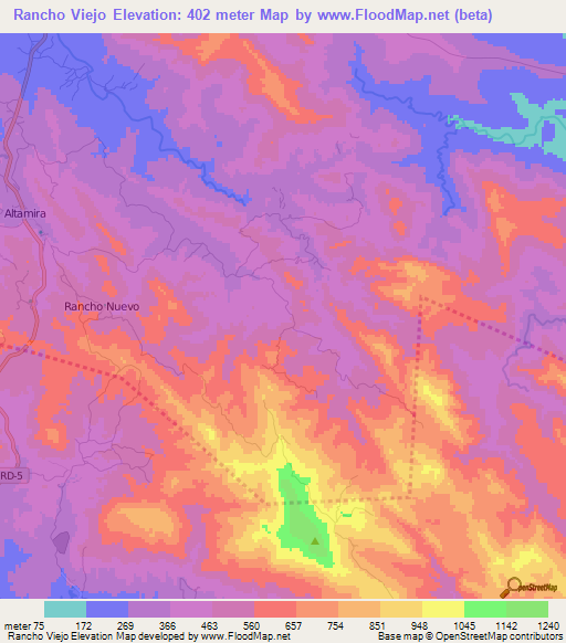 Rancho Viejo,Dominican Republic Elevation Map