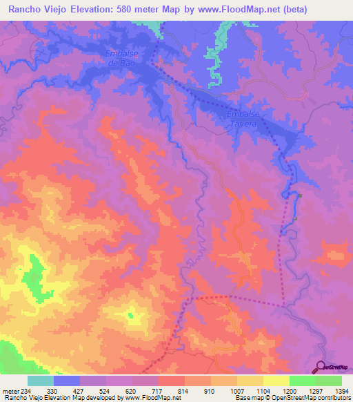 Rancho Viejo,Dominican Republic Elevation Map