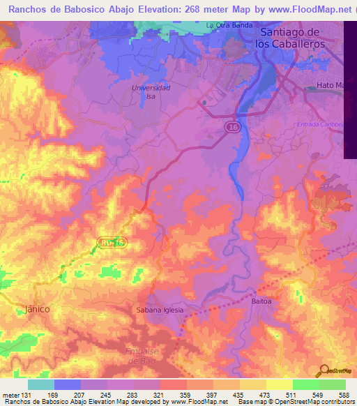 Ranchos de Babosico Abajo,Dominican Republic Elevation Map