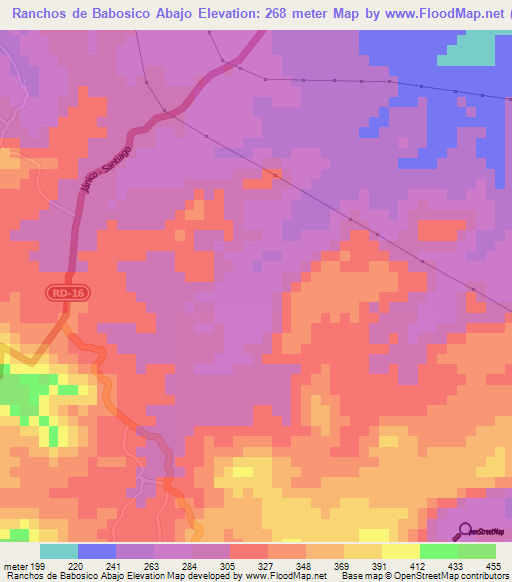 Ranchos de Babosico Abajo,Dominican Republic Elevation Map