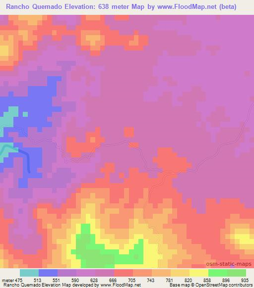 Rancho Quemado,Dominican Republic Elevation Map