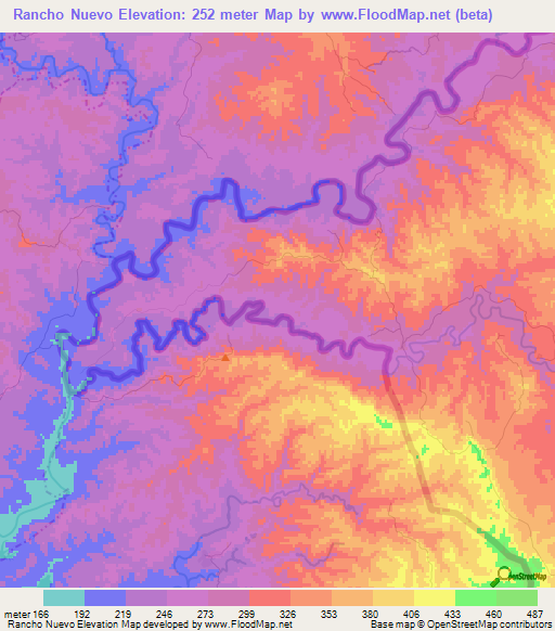 Rancho Nuevo,Dominican Republic Elevation Map