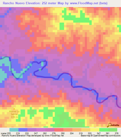 Rancho Nuevo,Dominican Republic Elevation Map