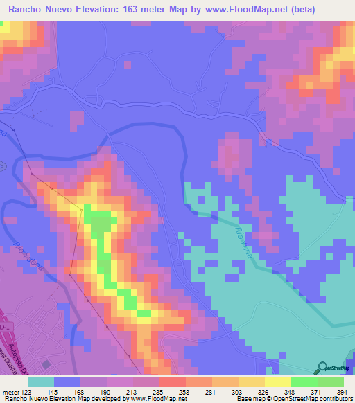 Rancho Nuevo,Dominican Republic Elevation Map