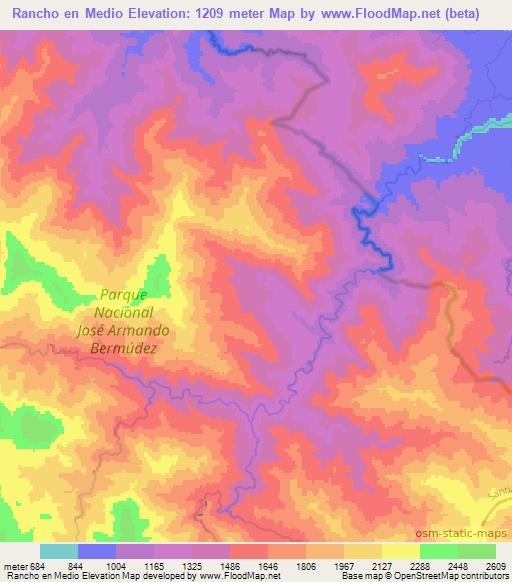 Rancho en Medio,Dominican Republic Elevation Map