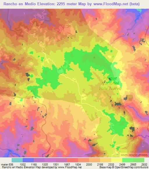 Rancho en Medio,Dominican Republic Elevation Map