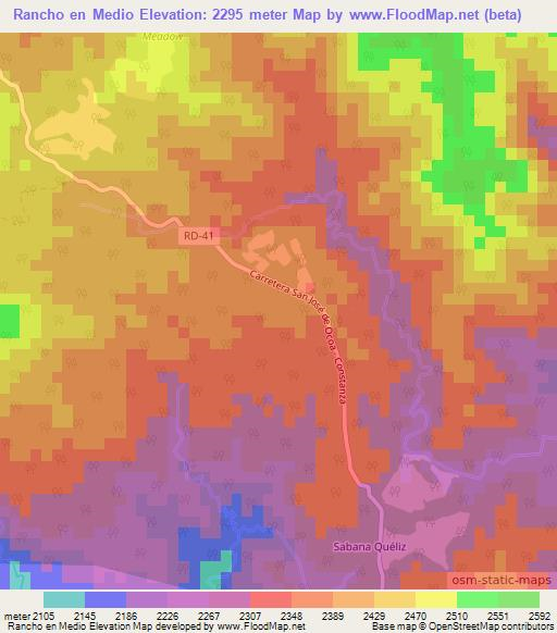 Rancho en Medio,Dominican Republic Elevation Map