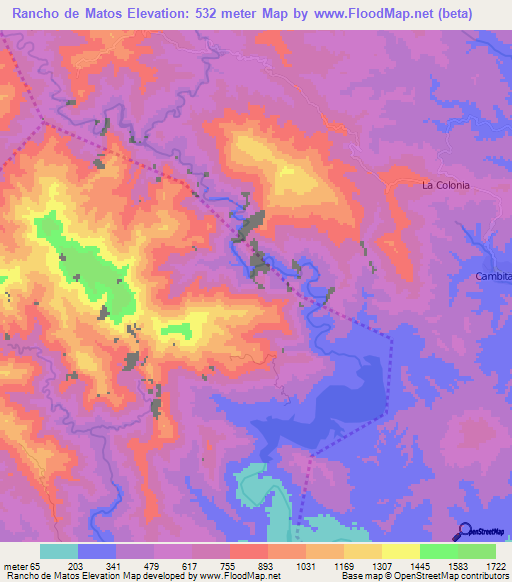 Rancho de Matos,Dominican Republic Elevation Map