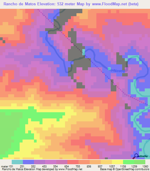 Rancho de Matos,Dominican Republic Elevation Map