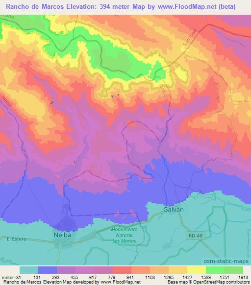 Rancho de Marcos,Dominican Republic Elevation Map