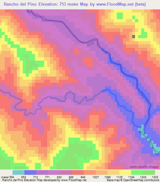 Rancho del Pino,Dominican Republic Elevation Map