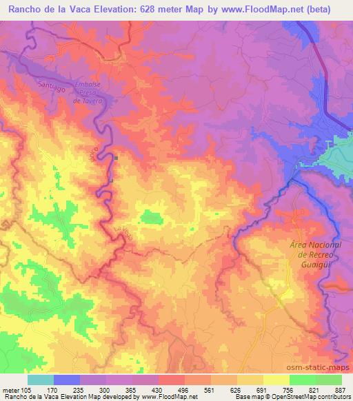 Rancho de la Vaca,Dominican Republic Elevation Map