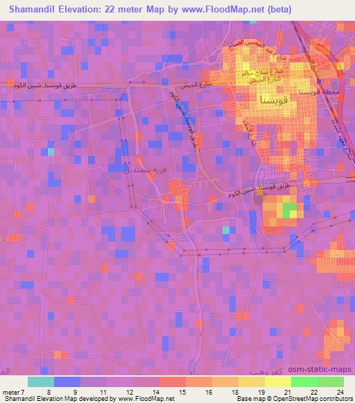 Shamandil,Egypt Elevation Map
