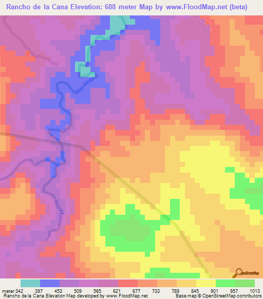 Rancho de la Cana,Dominican Republic Elevation Map