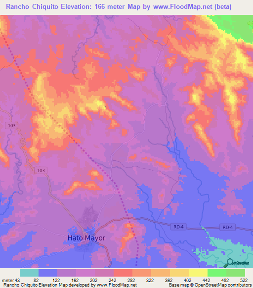 Rancho Chiquito,Dominican Republic Elevation Map