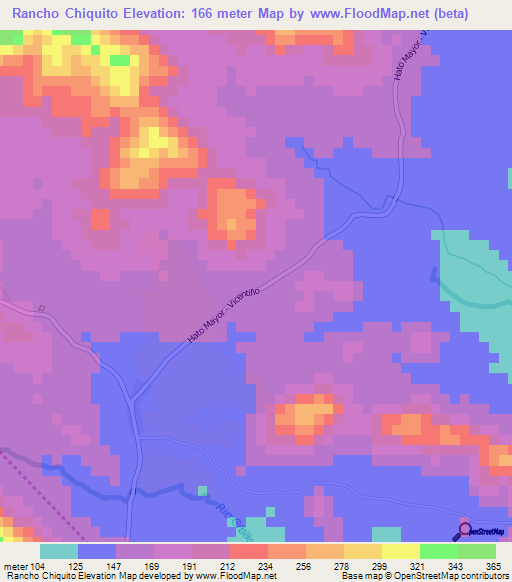 Rancho Chiquito,Dominican Republic Elevation Map