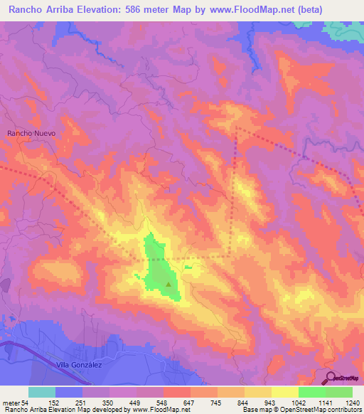 Rancho Arriba,Dominican Republic Elevation Map