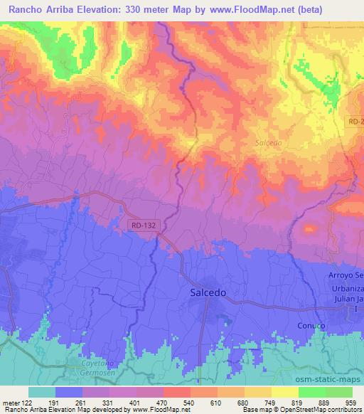 Rancho Arriba,Dominican Republic Elevation Map